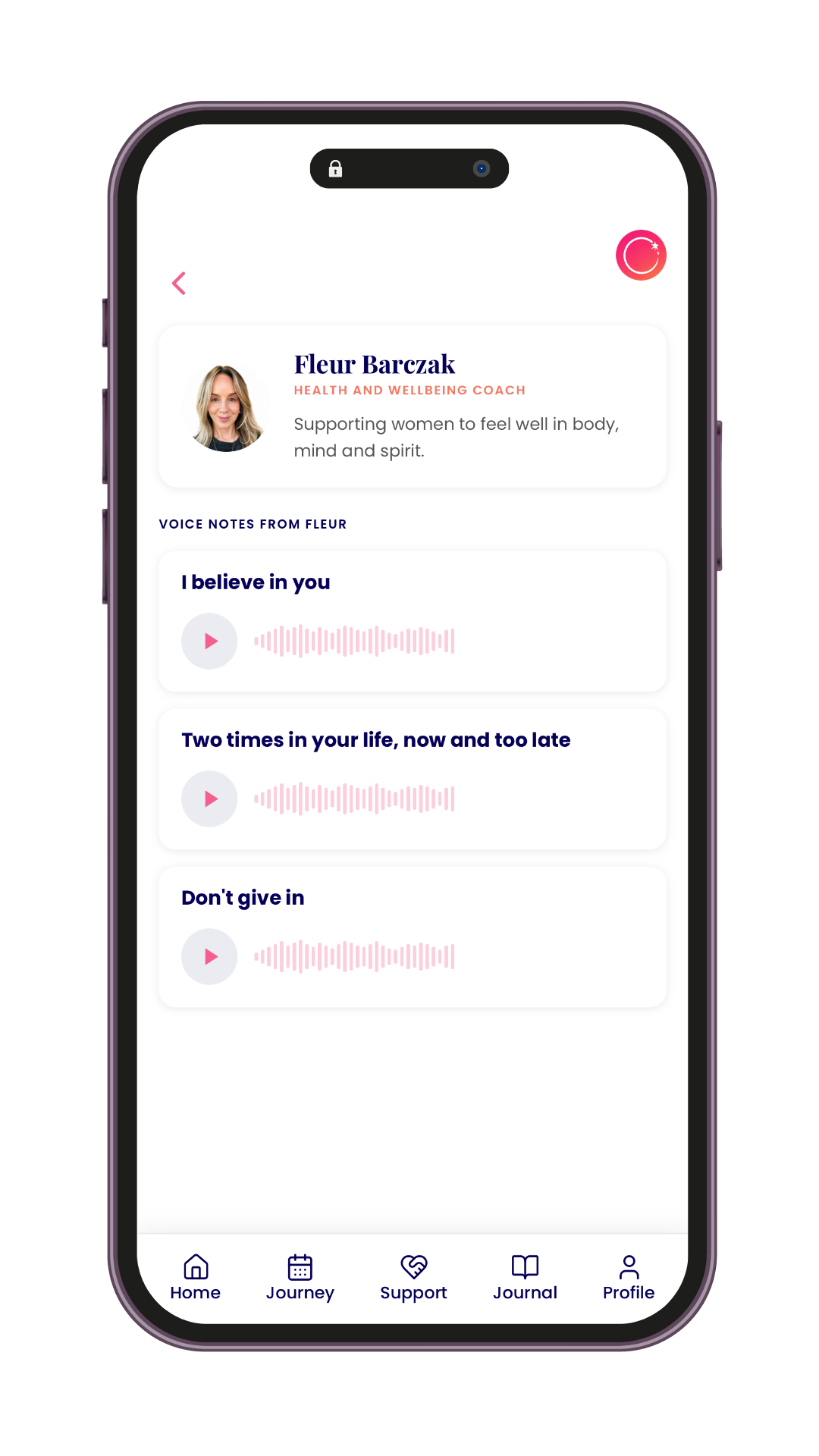 Fleur Barczak coach audio screen